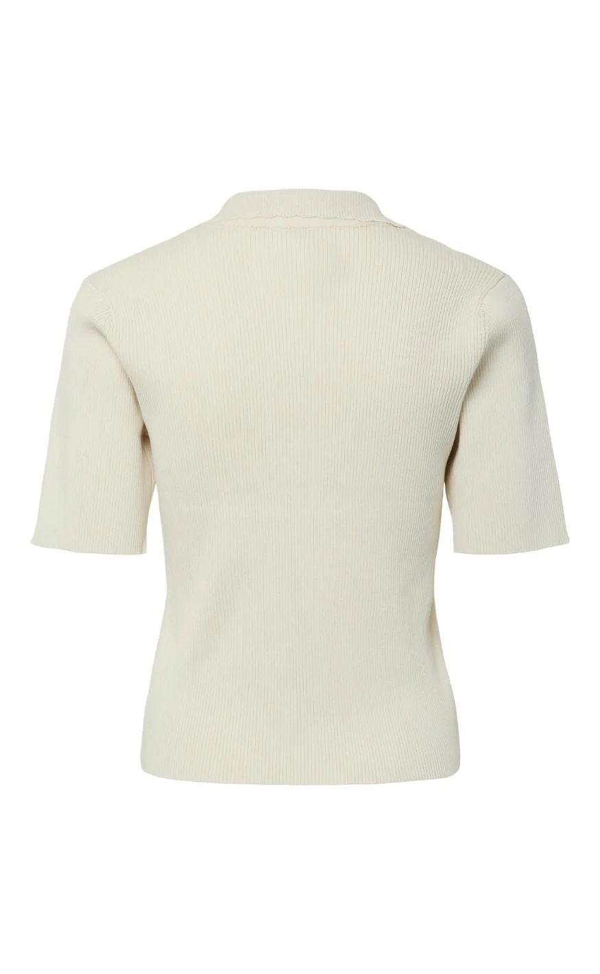 Pieces Bluse - Gera Polo - Egret - Image 2