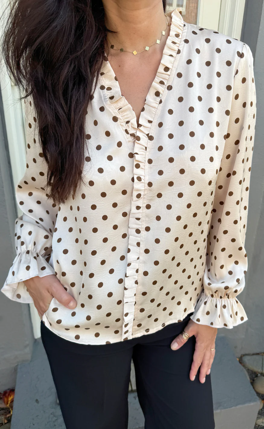 Say INA Copenhagen Bluse - Catja - Beige Dots - Image 6