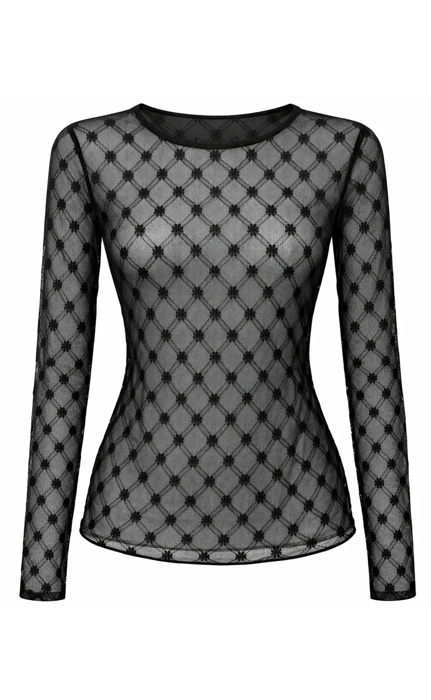 Say INA Copenhagen Bluse - Lily Lace - Black Flower Square - Image 2
