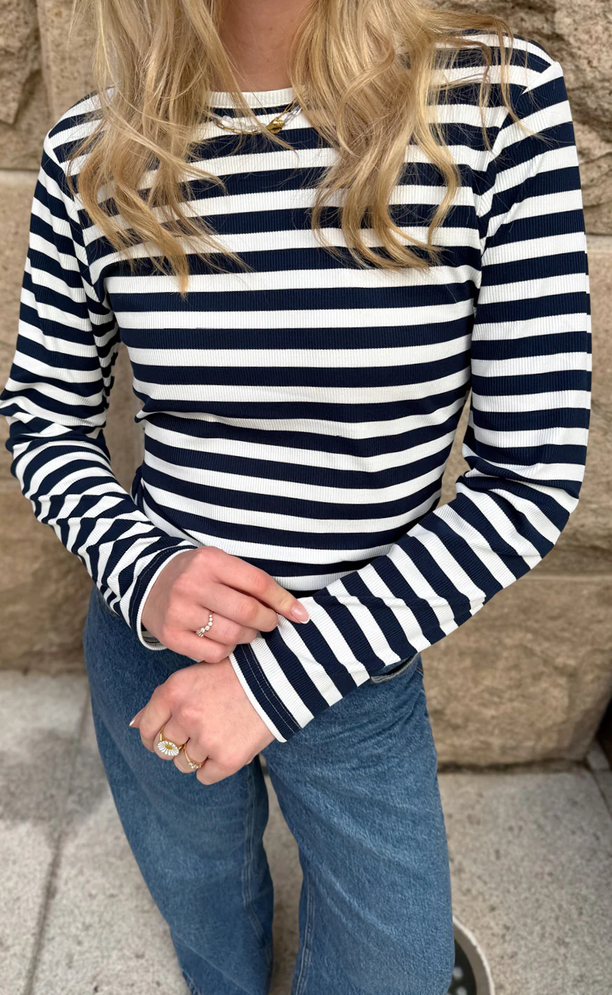 Say INA Copenhagen Bluse - Pamela LS - Navy Striped - Image 4
