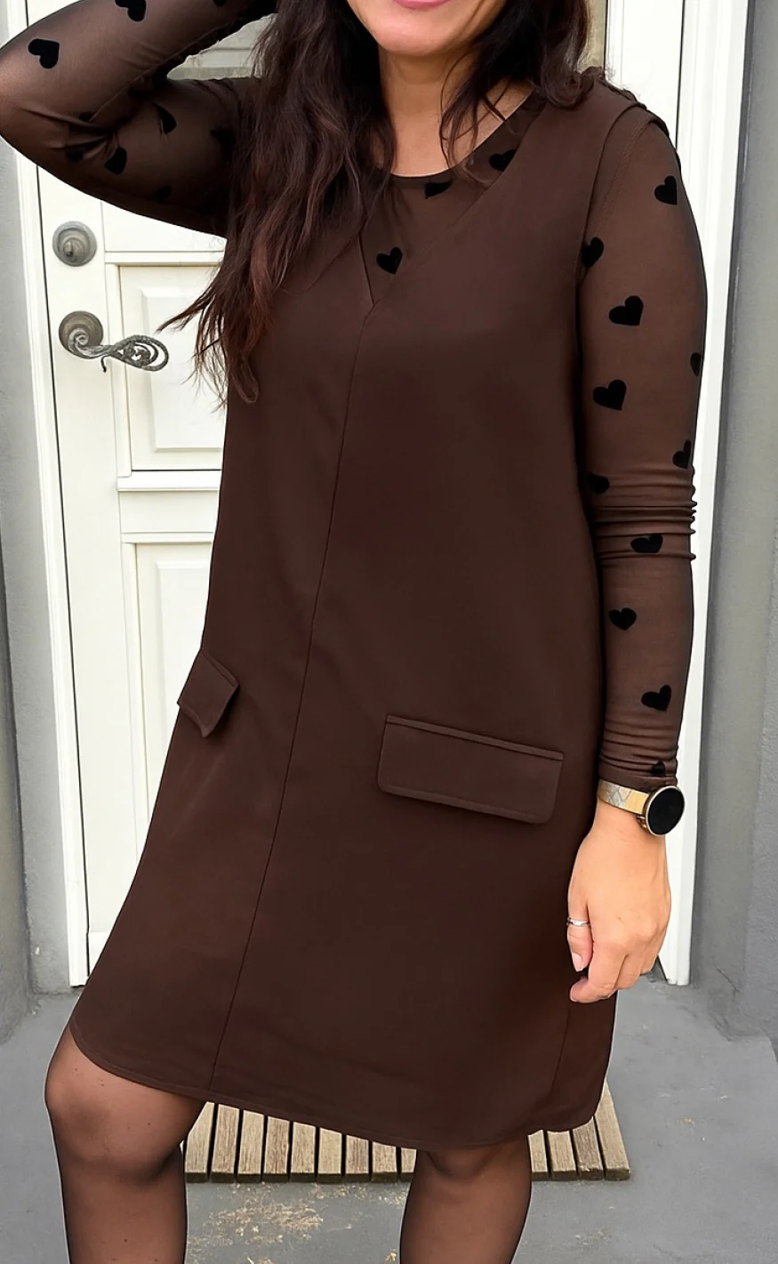 Say INA Copenhagen Bluse - Sophia Mesh - Brown W. Black Hearts - Image 2