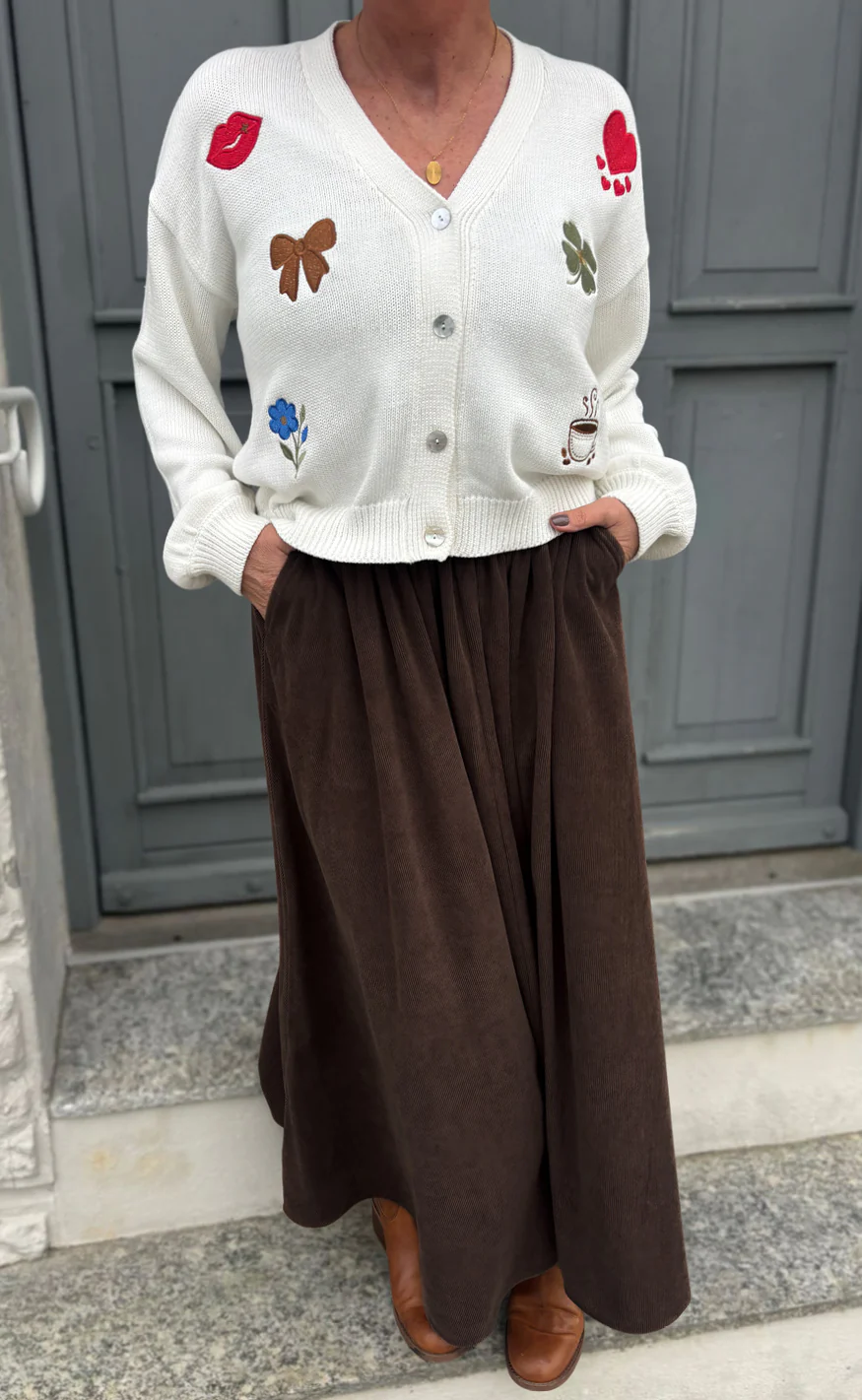 Say INA Copenhagen Cardigan - Tami Embroidery - Off White W. Embroidery - Image 2