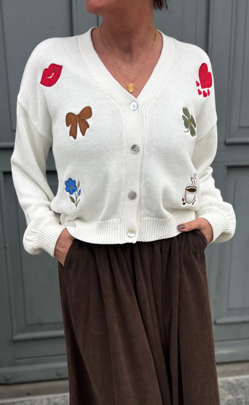 Say INA Copenhagen Cardigan - Tami Embroidery - Off White W. Embroidery - Image 3