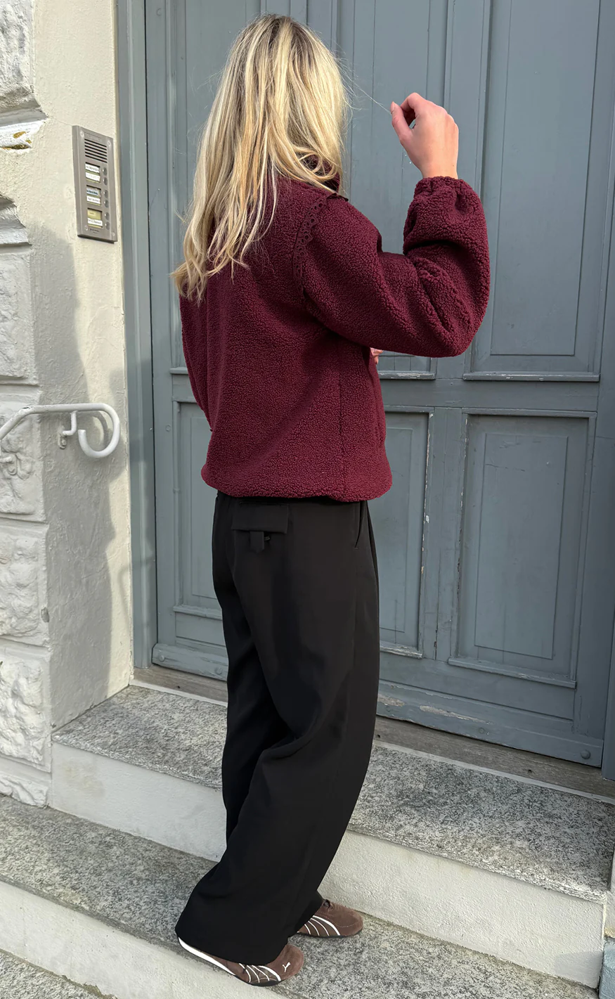 Say INA Copenhagen Fleece Jakke - Fia - Bordeaux - Image 3