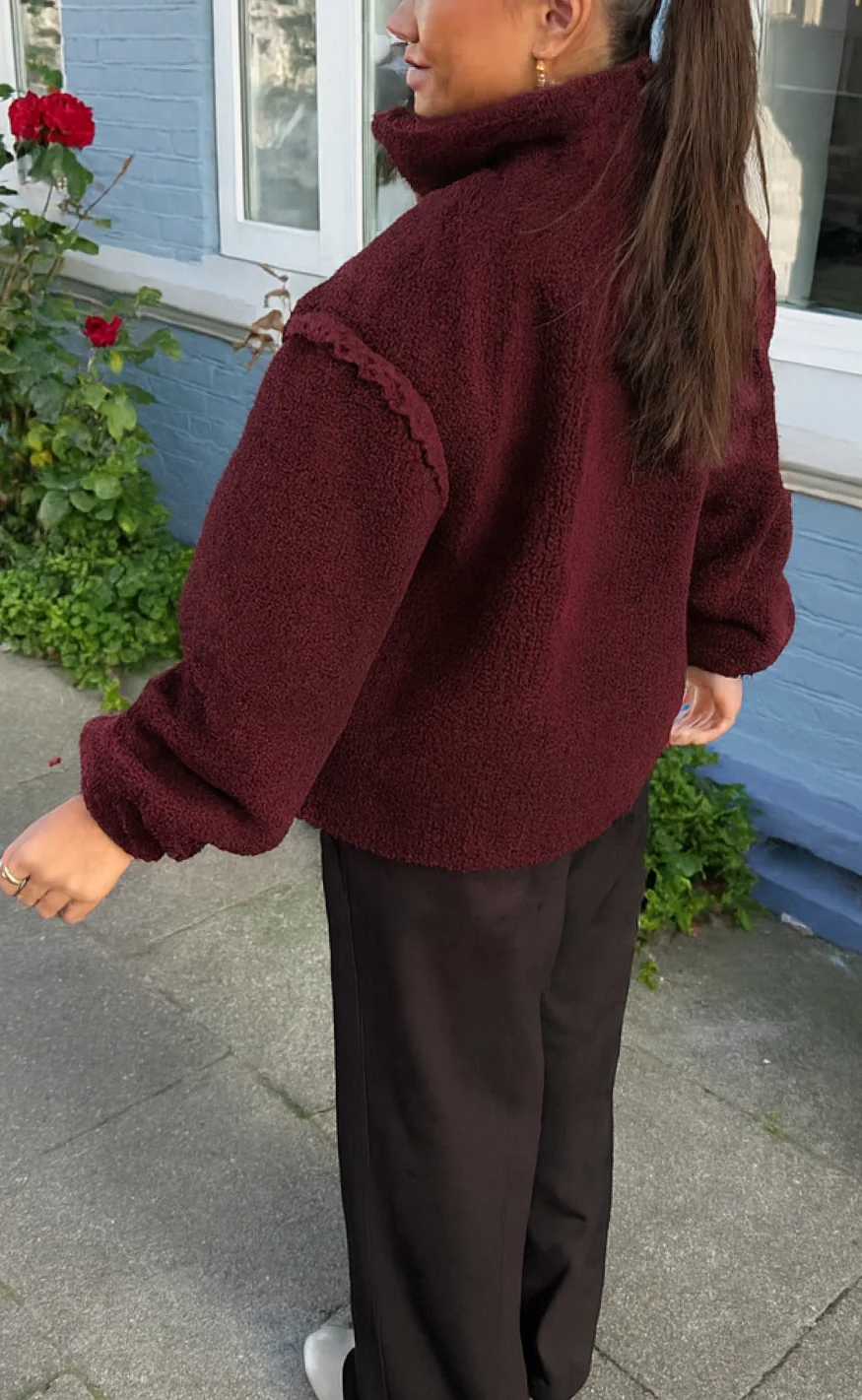 Say INA Copenhagen Fleece Jakke - Fia - Bordeaux - Image 4