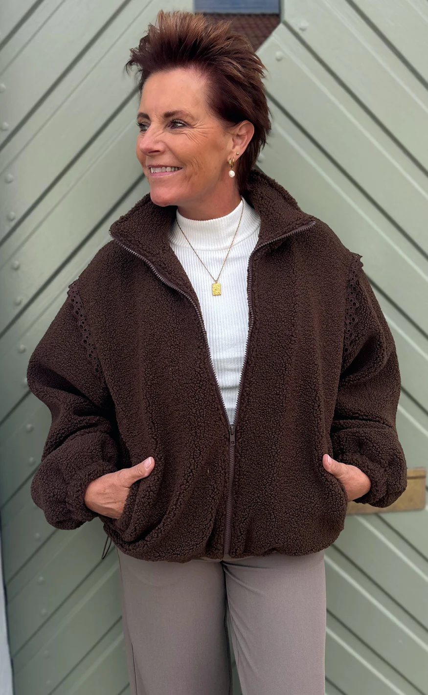 Say INA Copenhagen Fleece Jakke - Fia - Brown - Image 5