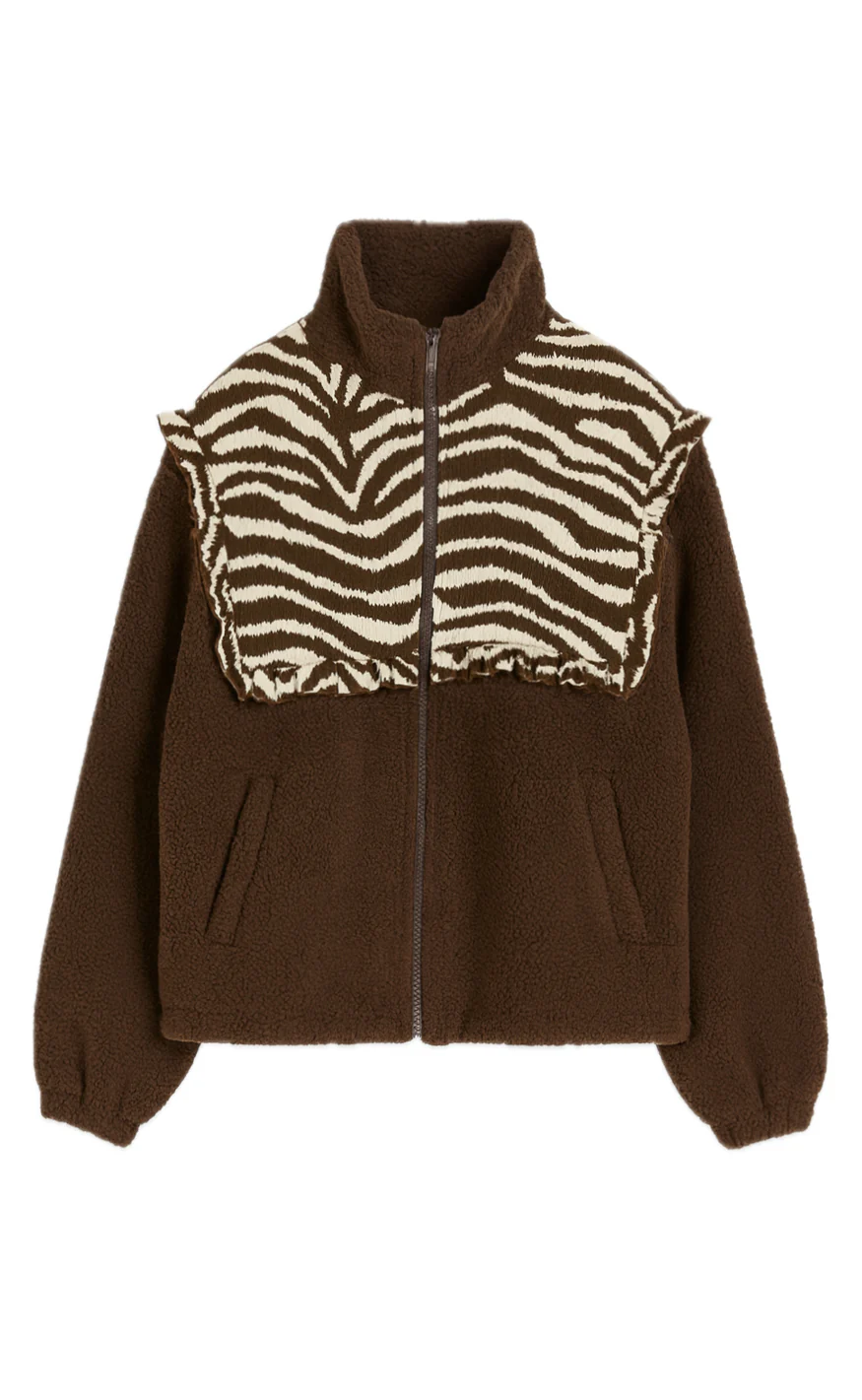 Say INA Copenhagen Fleece Jakke - Fia - Dark Brown W. Zebra - Image 5