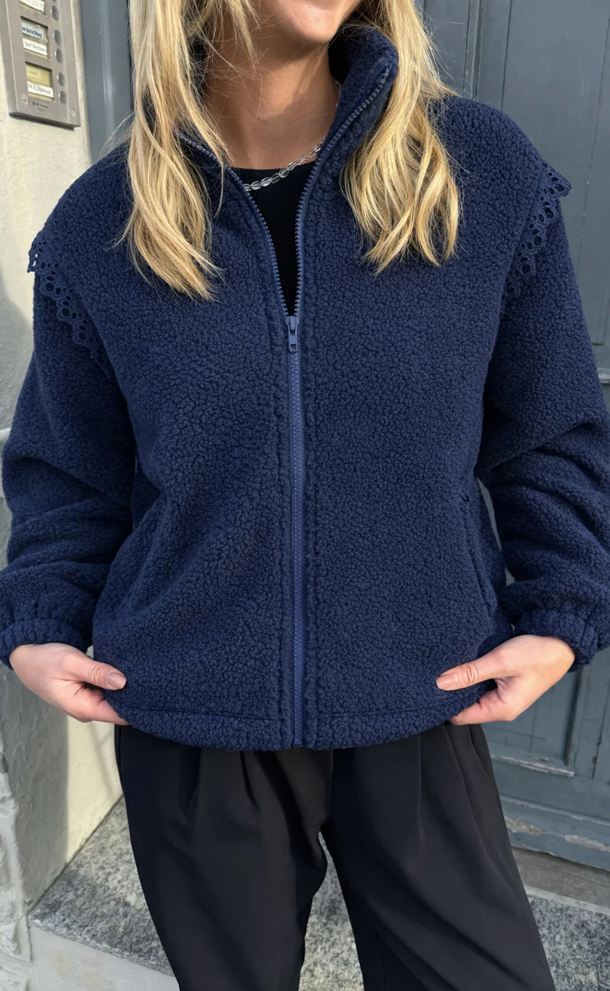 Say INA Copenhagen Fleece Jakke - Fia - Navy Blue