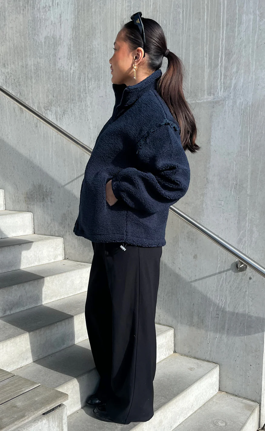 Say INA Copenhagen Fleece Jakke - Fia - Navy Blue - Image 7