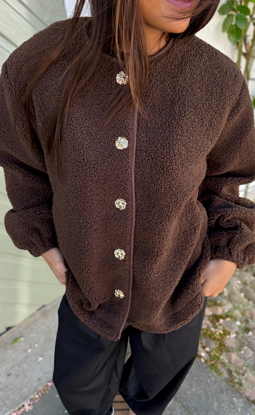Say INA Copenhagen Fleece Jakke - Gloria - Dark Brown - Image 3