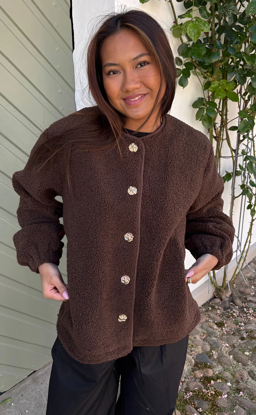 Say INA Copenhagen Fleece Jakke - Gloria - Dark Brown - Image 4