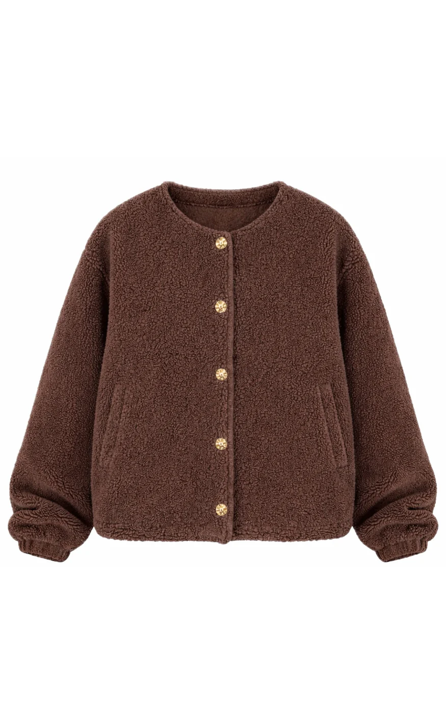 Say INA Copenhagen Fleece Jakke - Gloria - Dark Brown - Image 5