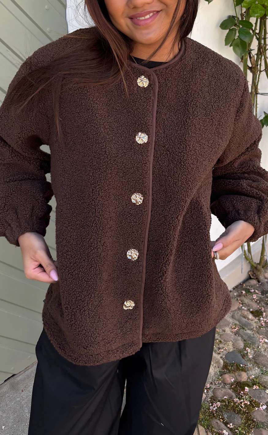 Say INA Copenhagen Fleece Jakke - Gloria - Dark Brown - Image 6