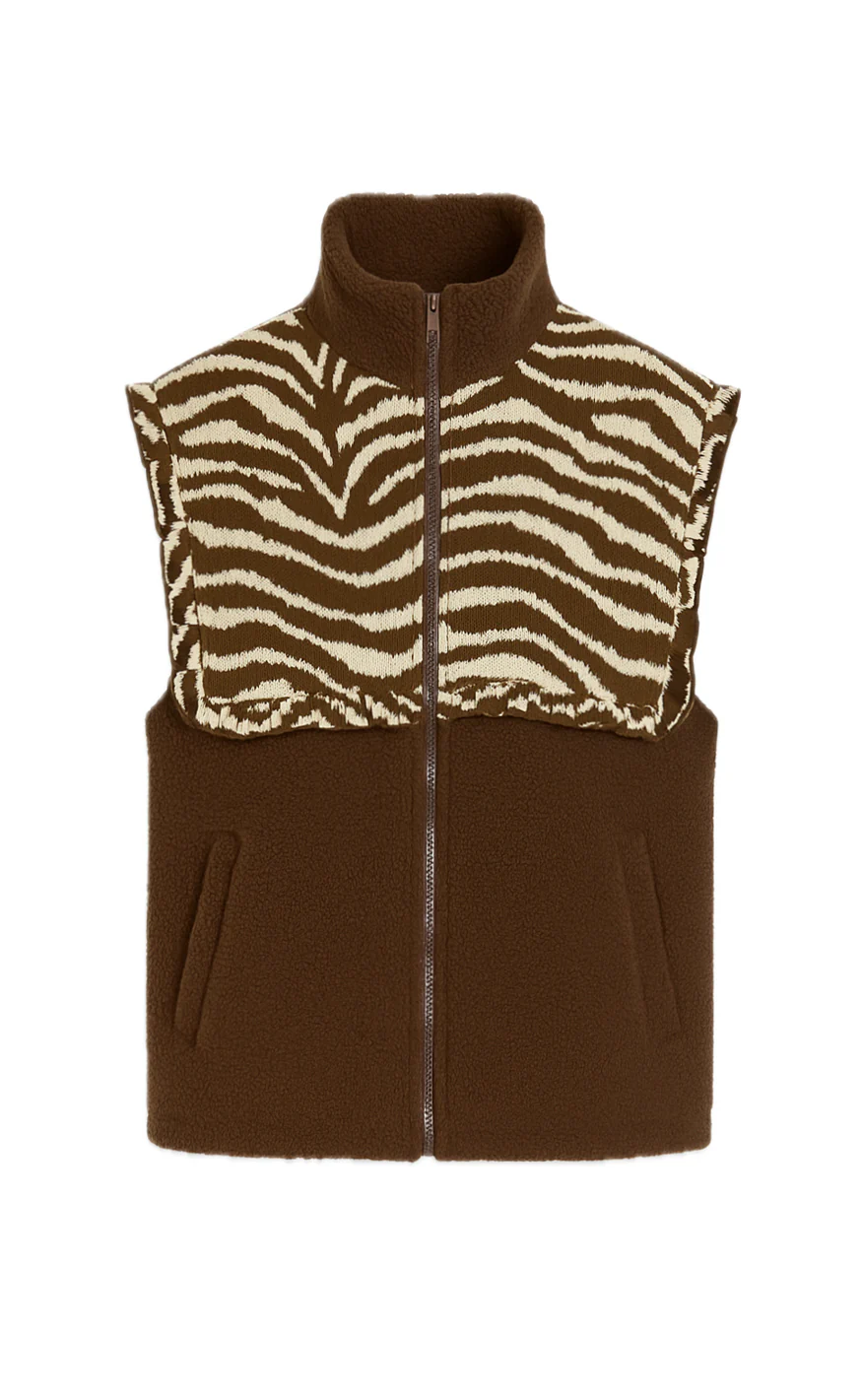 Say INA Copenhagen Fleece Vest - Fia - Dark Brown W. Zebra - Image 3