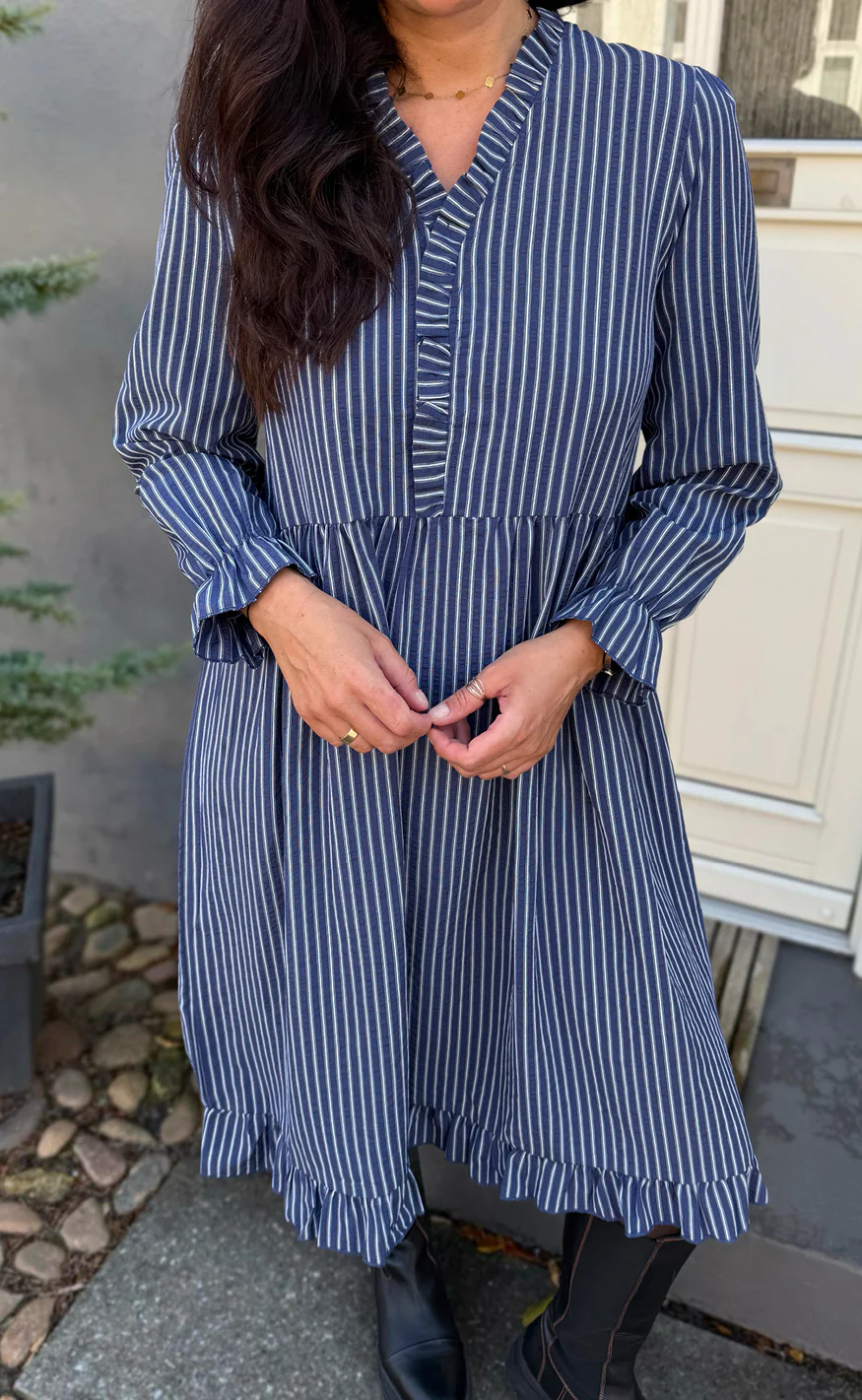 Say INA Copenhagen Kjole - Catja - Dark Blue Striped - Image 6