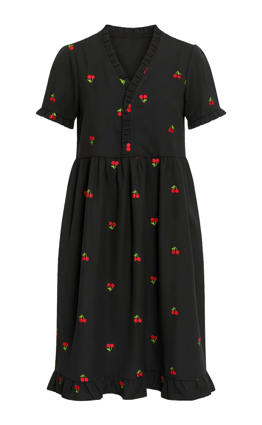 Say INA Copenhagen Kjole - Catja Summer Long - Black W. Cherries - Image 3