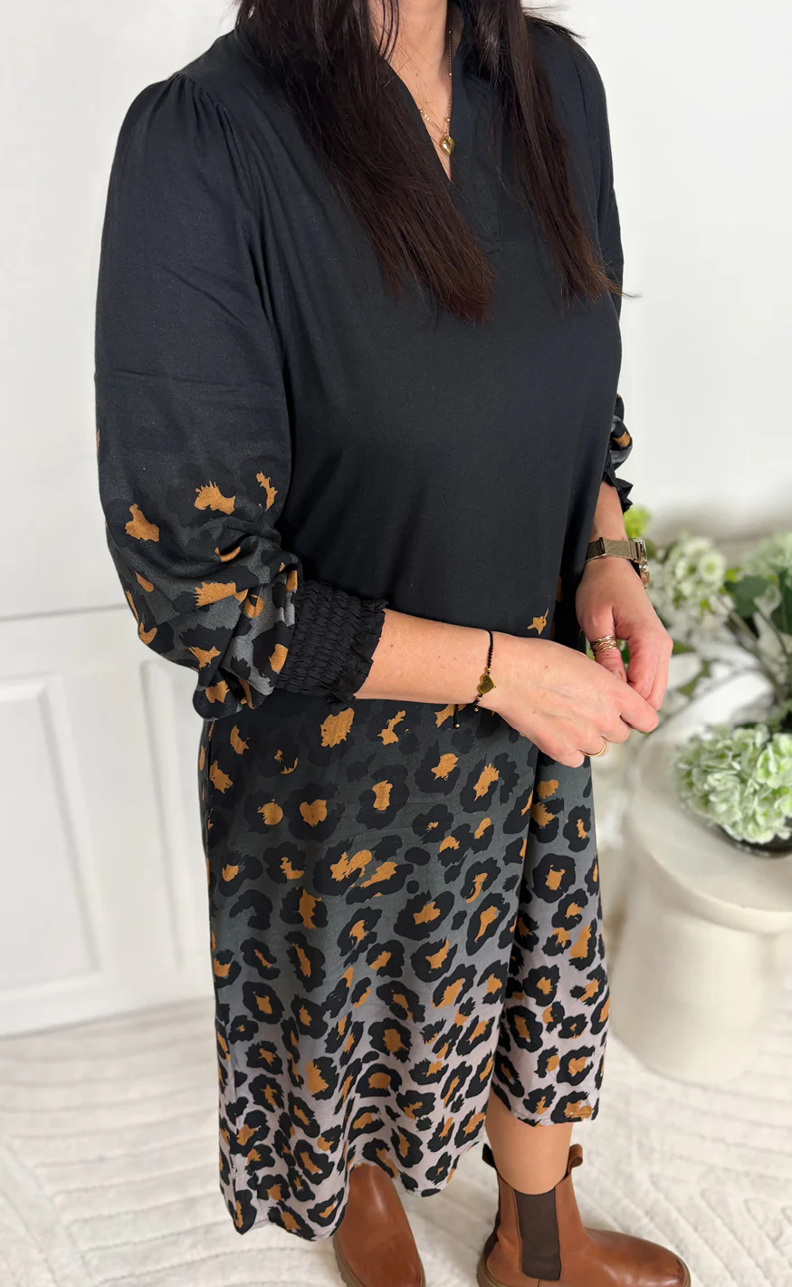 Say INA Copenhagen Kjole - Elva Long - Black W. Leopard - Image 4