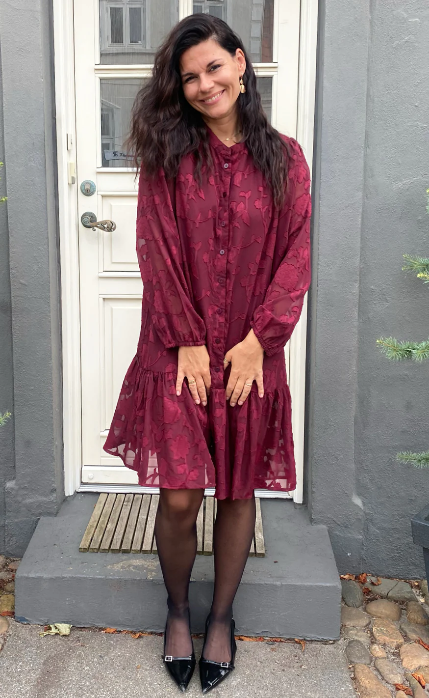 Say INA Copenhagen Kjole - Luna - Bordeaux Flower - Image 6