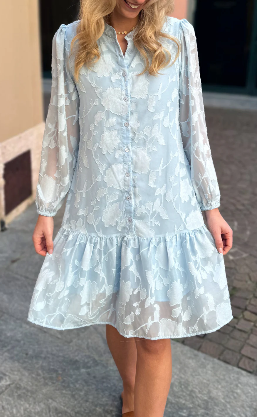 Say INA Copenhagen Kjole - Luna - Light Blue Flower - Image 3