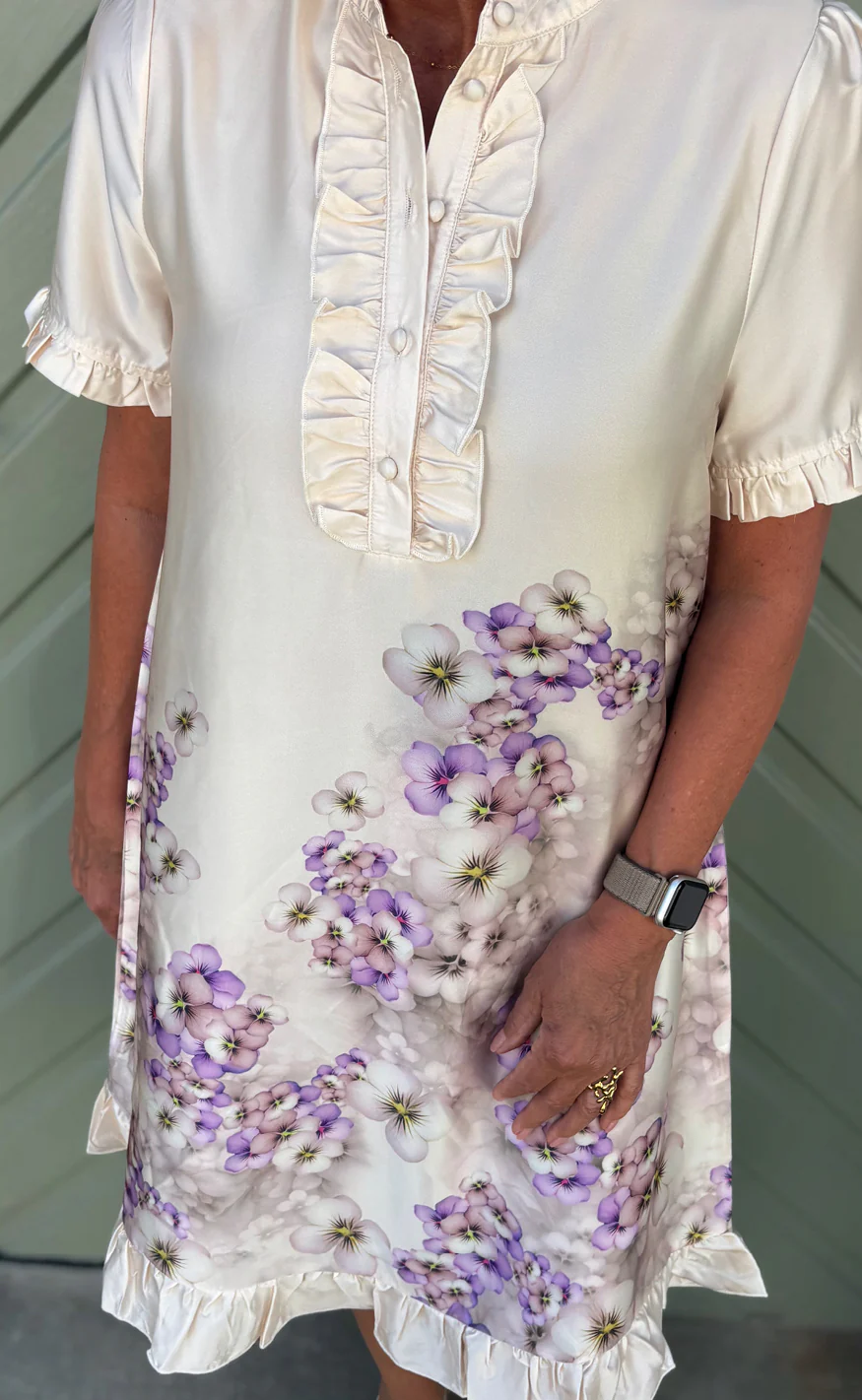 Say INA Copenhagen Kjole - Philina - Creme W. Purple Flowers - Image 7