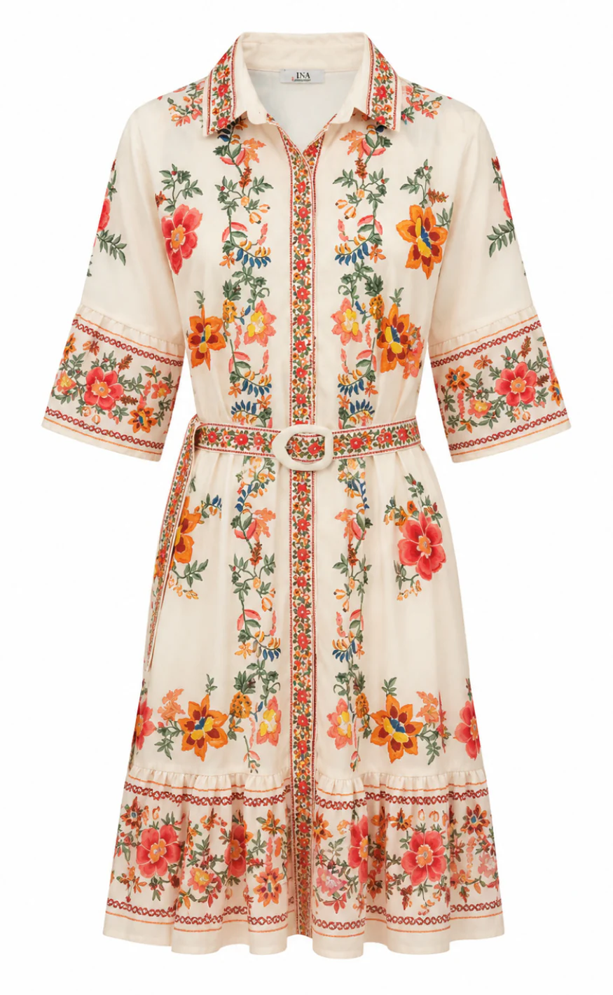 Say INA Copenhagen Kjole - Sissel - White W. Flowers