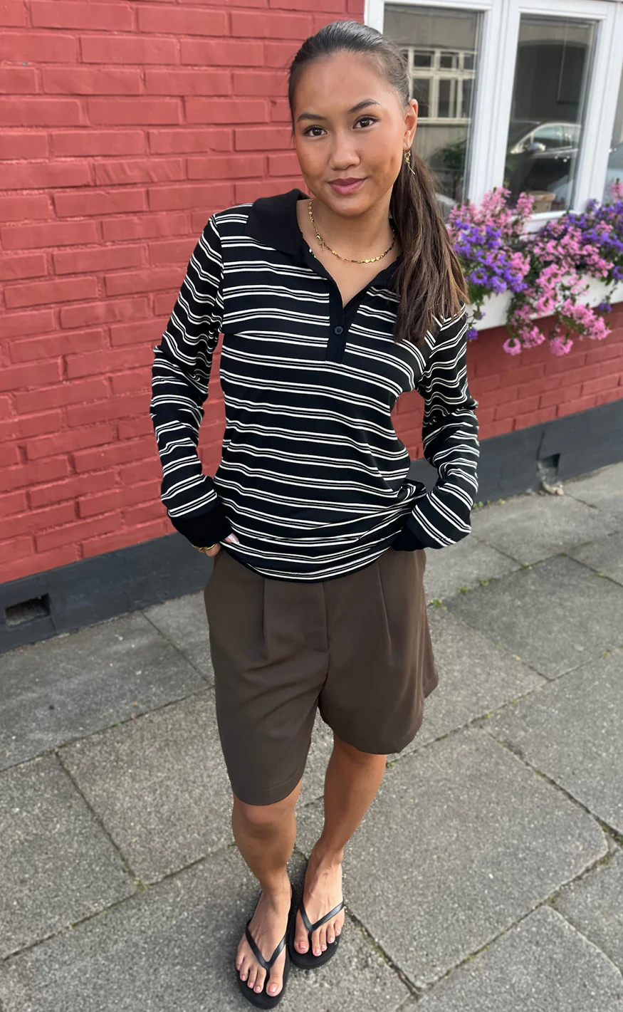 Say INA Copenhagen Polo / Bluse - Pamela - Black / White Striped - Image 2