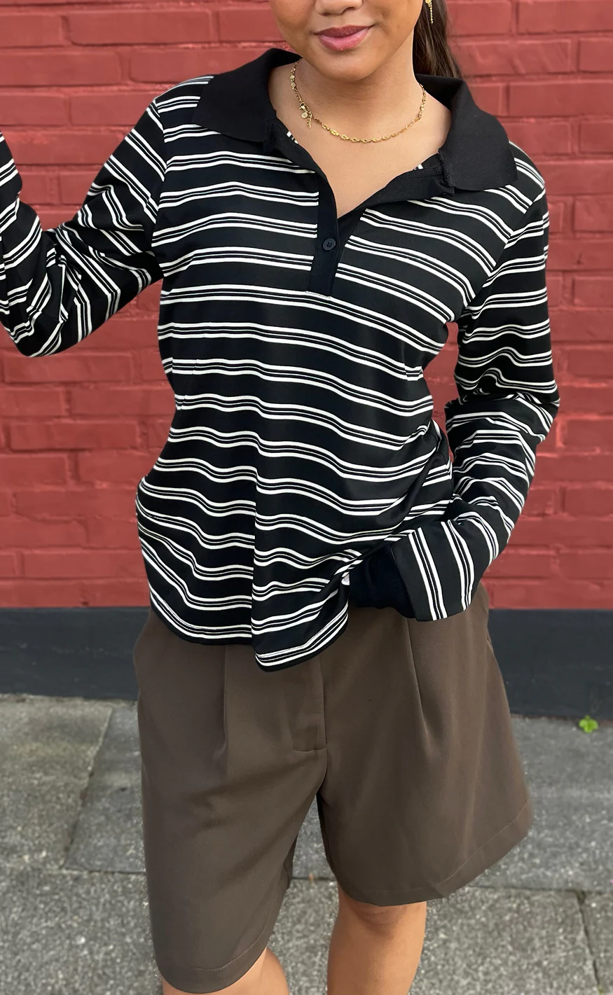 Say INA Copenhagen Polo / Bluse - Pamela - Black / White Striped - Image 3