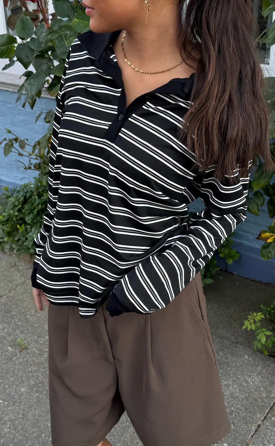 Say INA Copenhagen Polo / Bluse - Pamela - Black / White Striped - Image 6