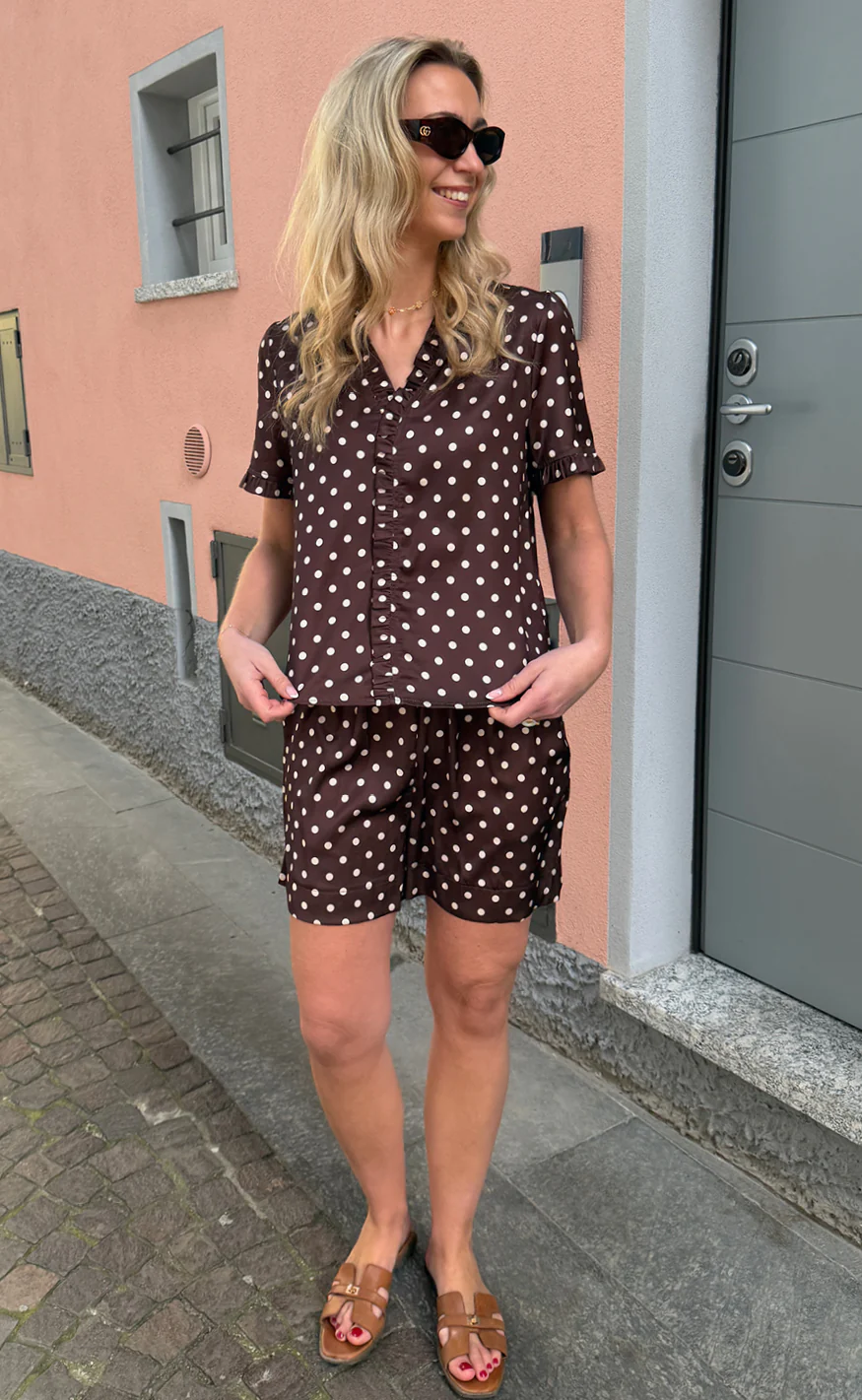 Say INA Copenhagen Shorts - Liv - Brown W. White Dots - Image 2