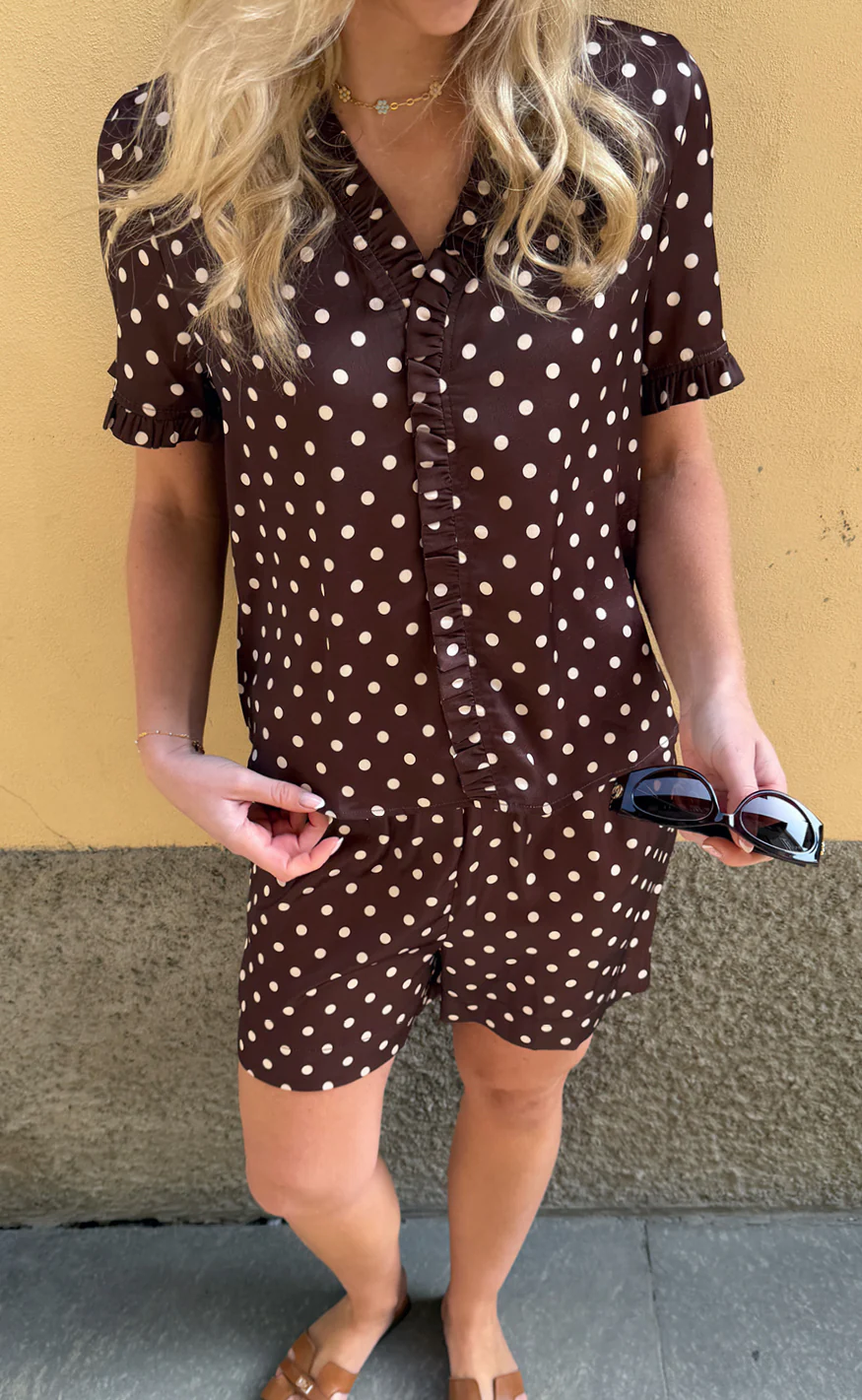 Say INA Copenhagen Shorts - Liv - Brown W. White Dots - Image 3