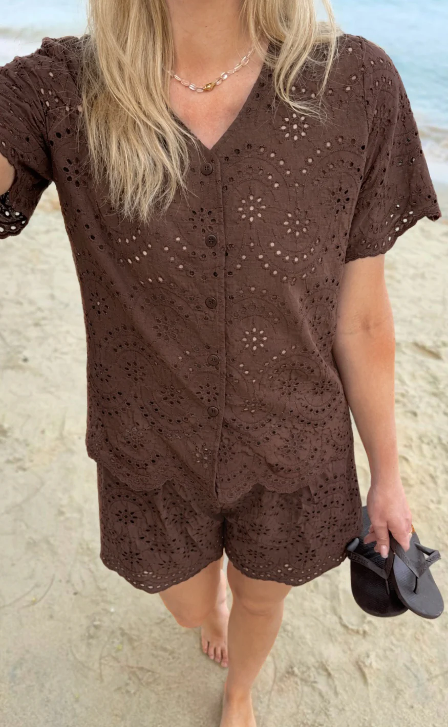 Say INA Copenhagen Skjorte - Emilia Embroidery - Dark Brown - Image 4