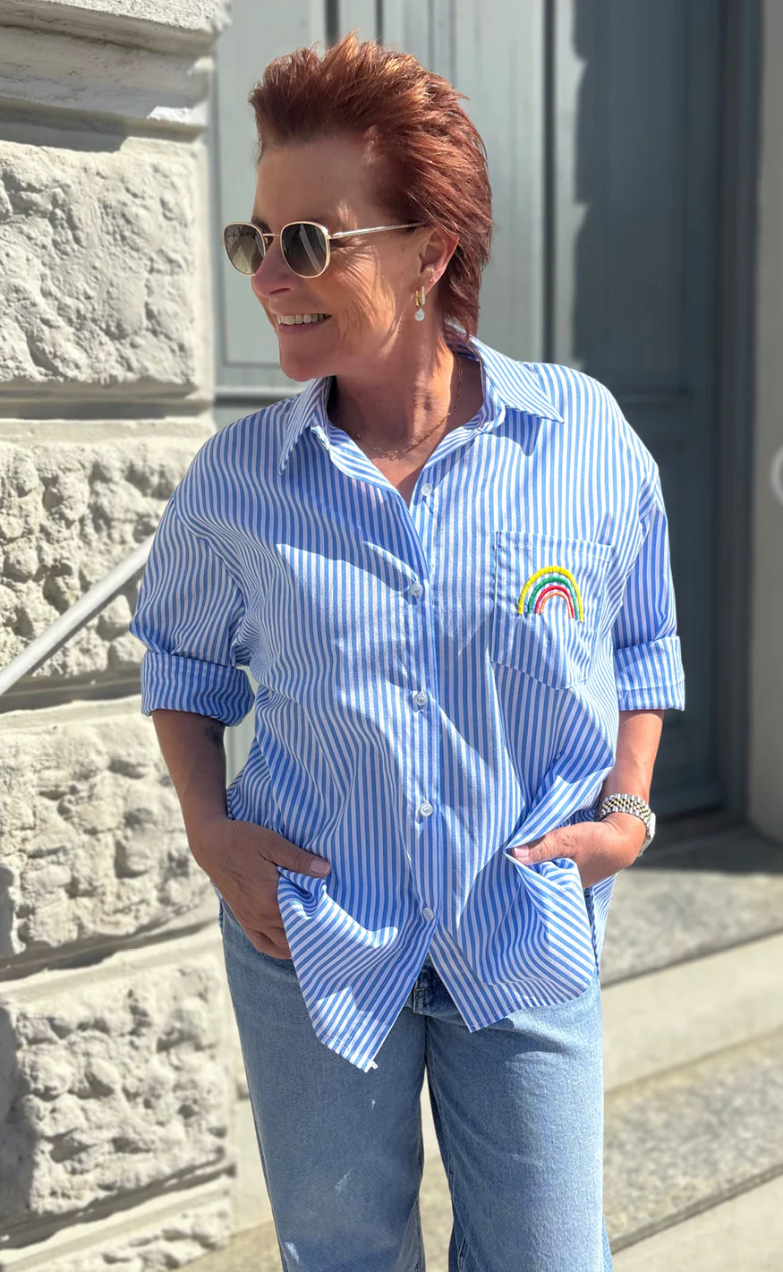 Say INA Copenhagen Skjorte - Good Vibes - Blue Striped - Image 2