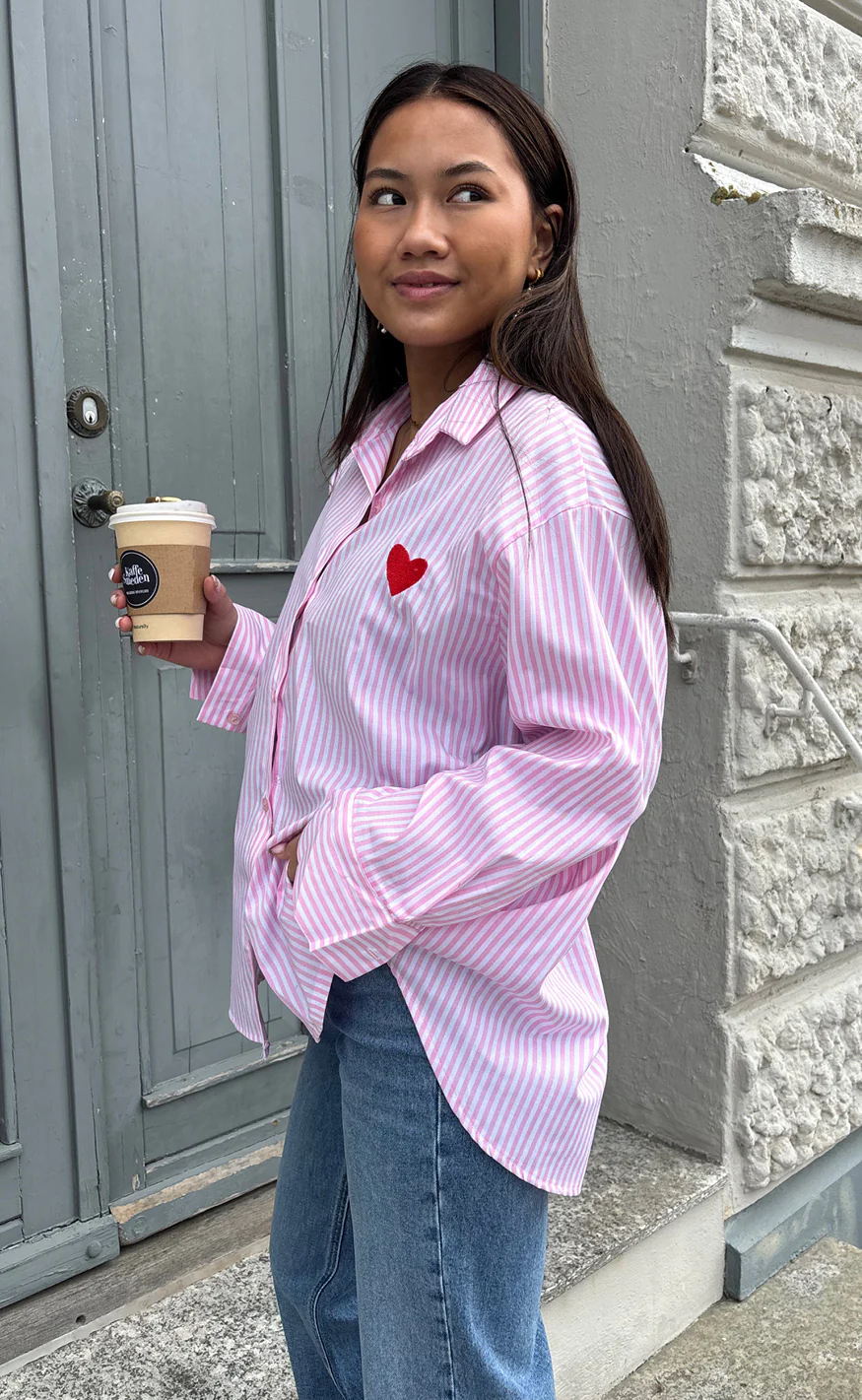 Say INA Copenhagen Skjorte - Heart - Pink Striped