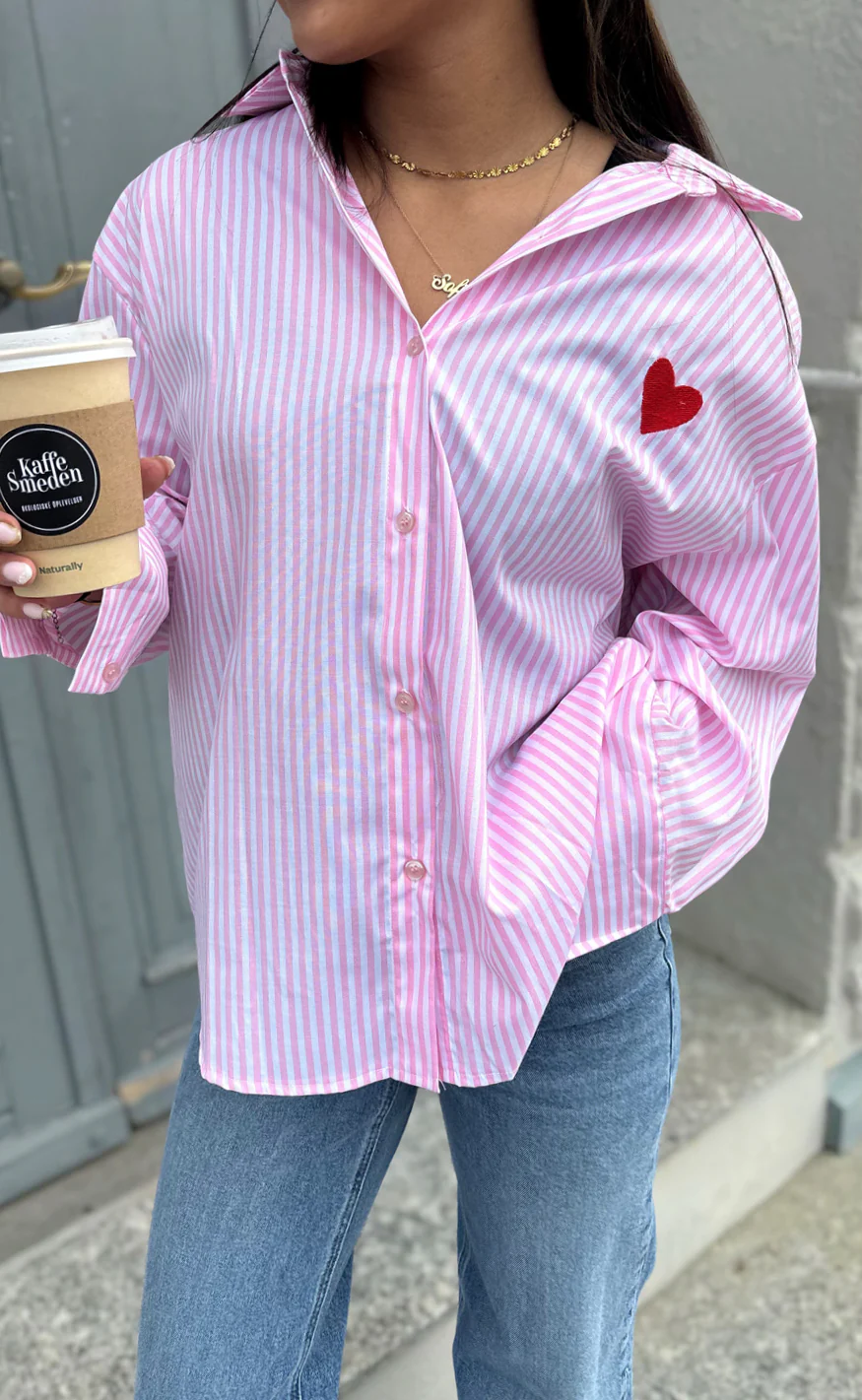 Say INA Copenhagen Skjorte - Heart - Pink Striped - Image 2