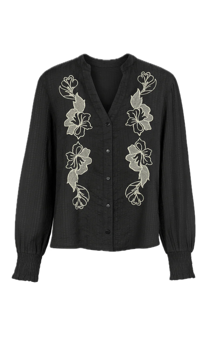 Say INA Copenhagen Skjorte - Pauline - Black W. Flower Embroidery - Image 4