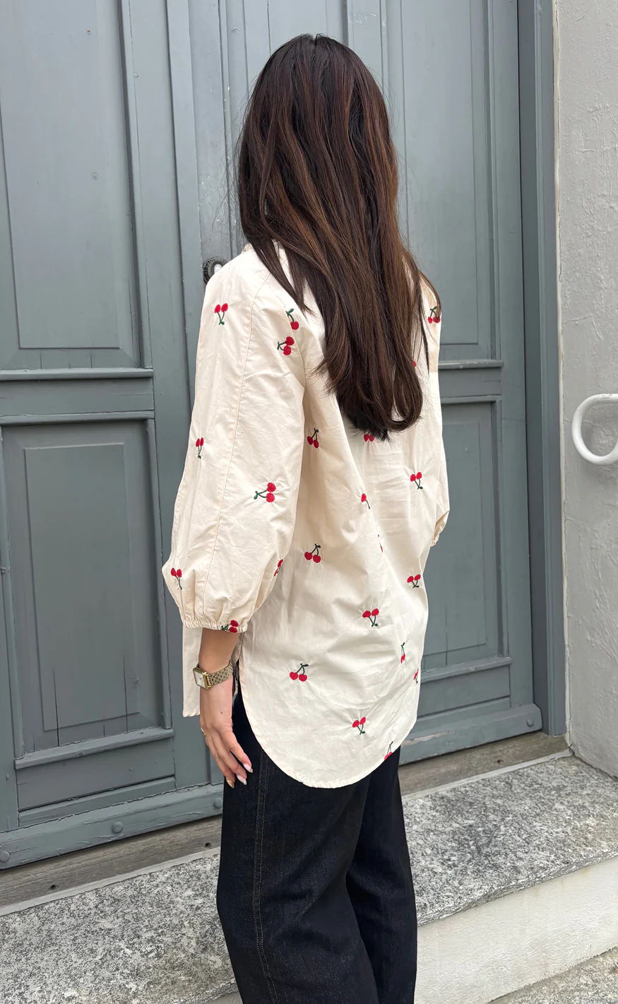 Say INA Copenhagen Skjorte - Selma - Off White W. Cherry - Image 3
