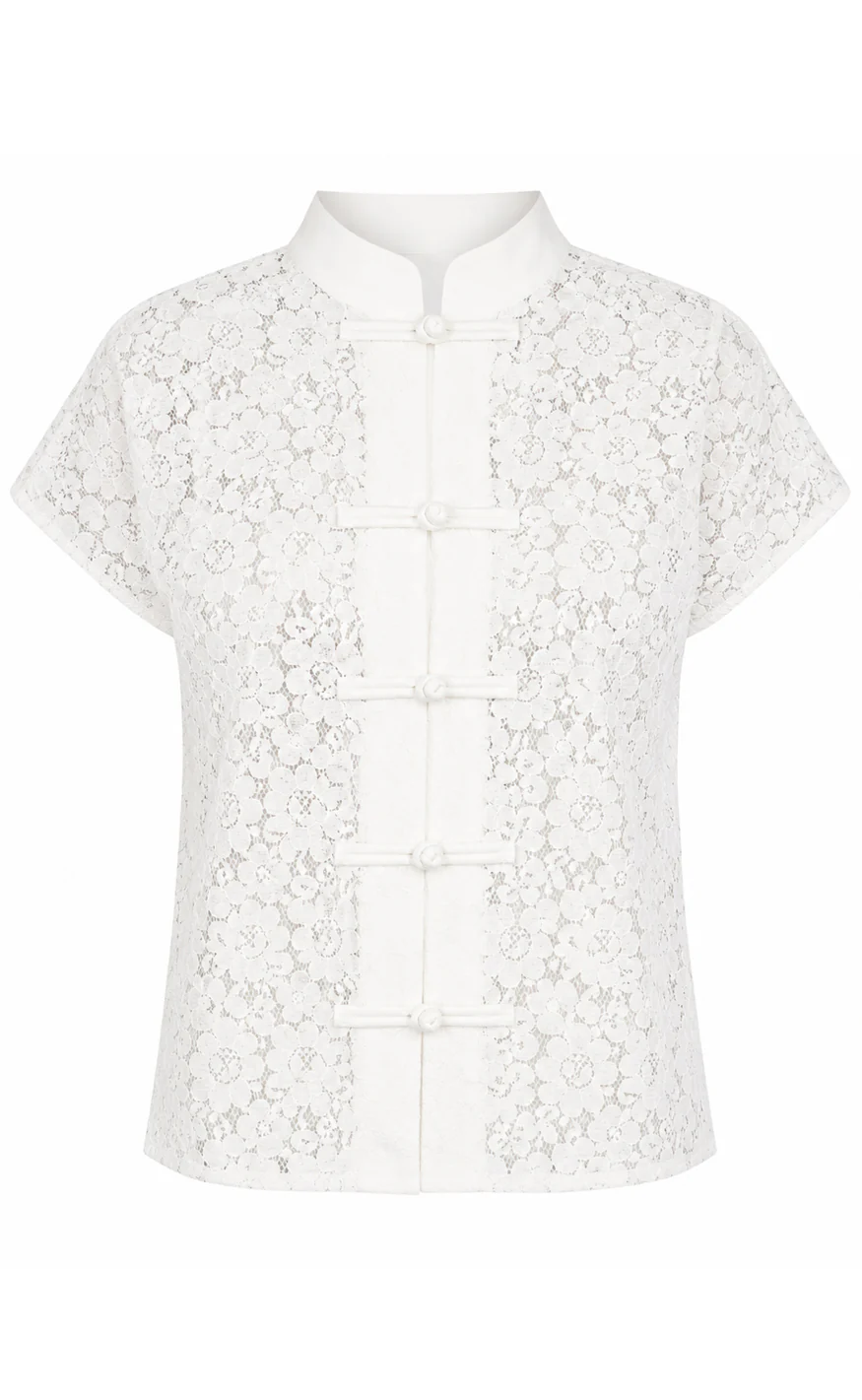 Say INA Copenhagen Top - Louise Lace - White - Image 2