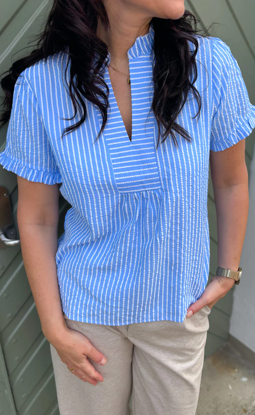 Say INA Copenhagen Top - Winnie New - Blue Striped - Image 2