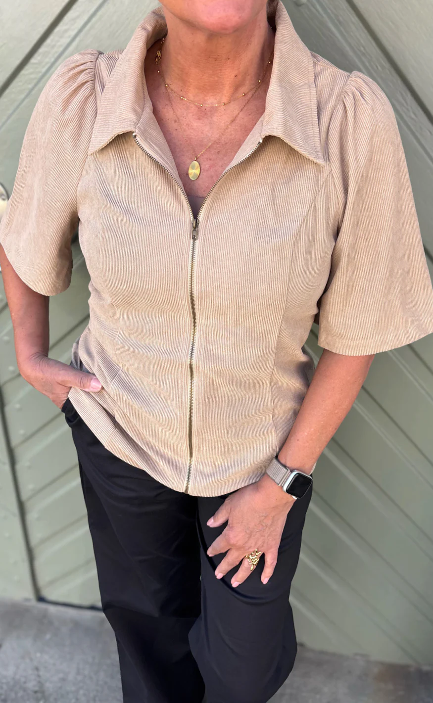 Say INA Copenhagen Bluse - Nora - Beige Corduroy - Image 5
