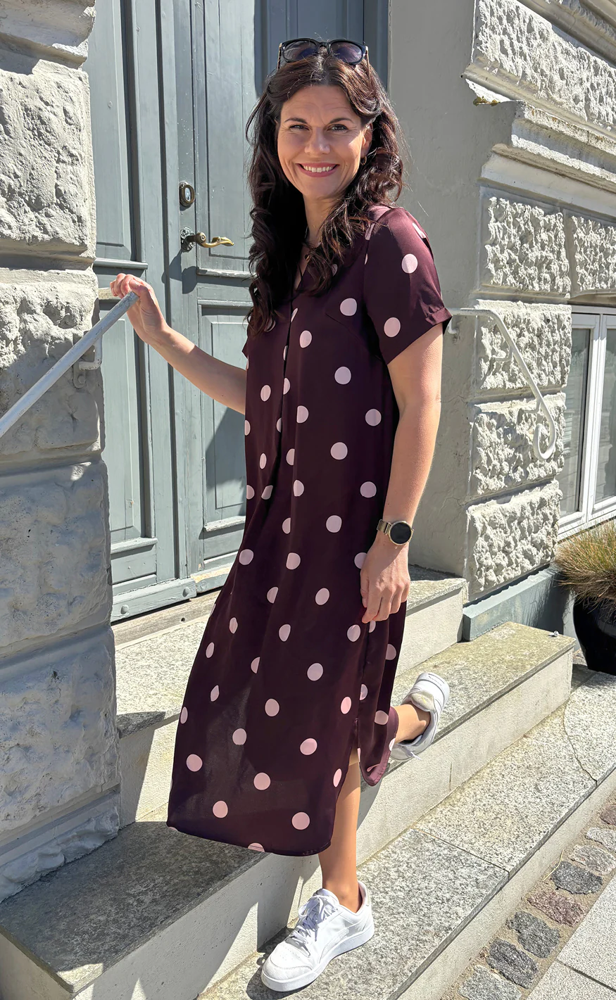 Say INA Copenhagen Kjole - Hella - Bordeaux W. Pink Dots - Image 5