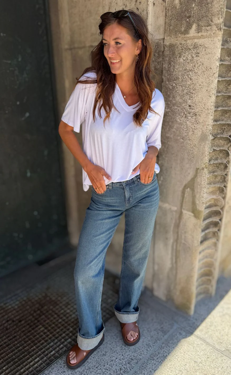 Sisters Point Jeans - ONEA-TURNUP2 - Vintage Blue - Image 3