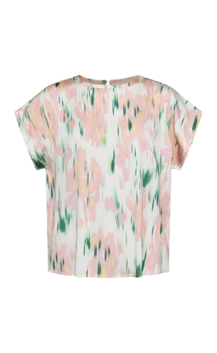 Sisters Point Top - EMILY-SS - Green / Coral Graphic