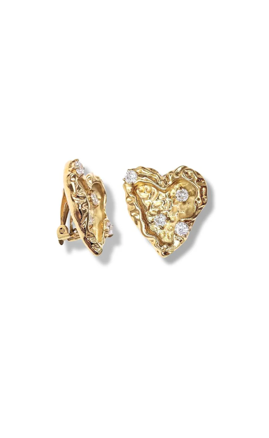 Smykkeli Copenhagen Øreringe - Simili Heart - Gold Colour - Image 3
