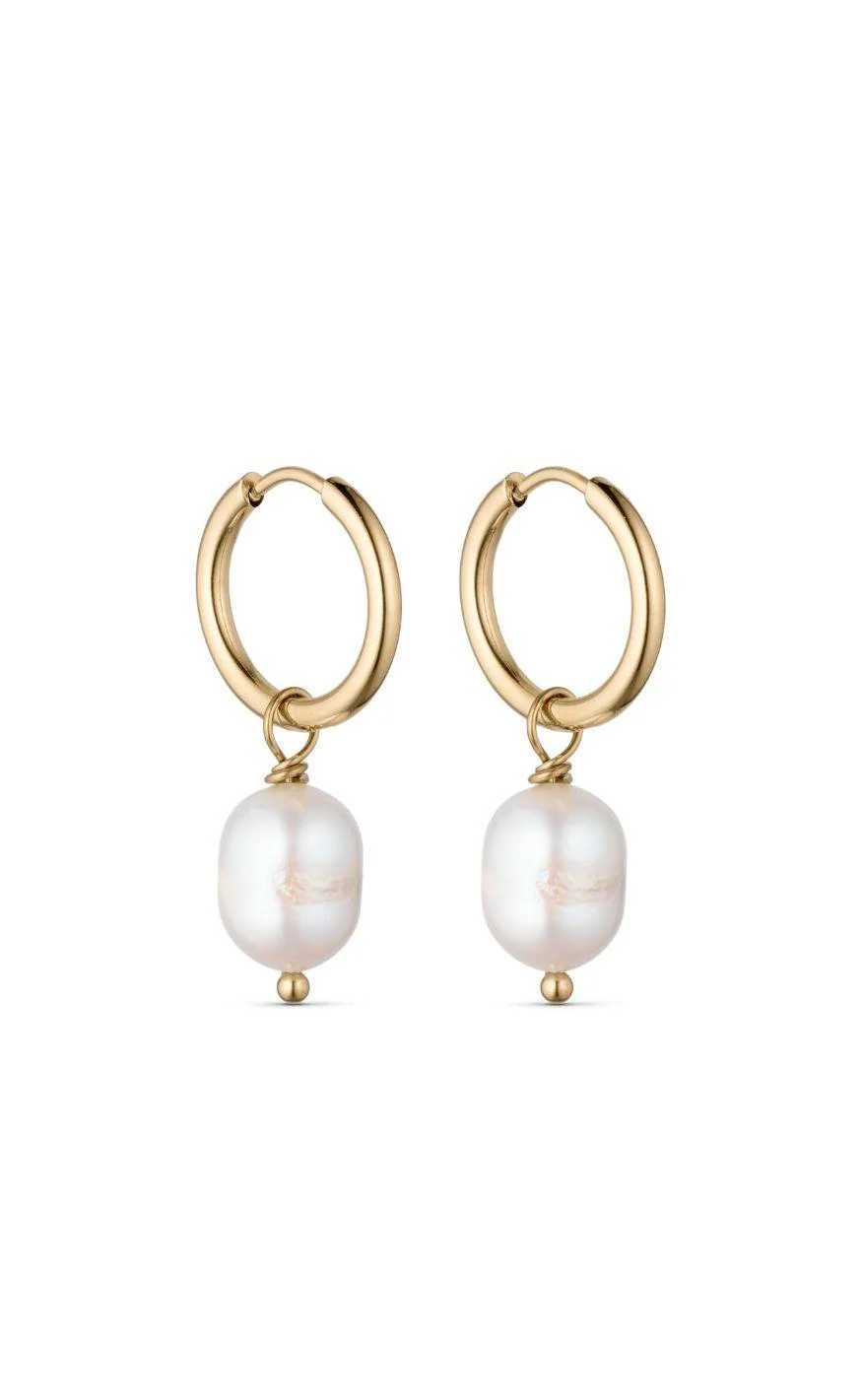 Smykkeli Copenhagen Øreringe - Tokyo - Gold Colour w. Freshwater Pearl - Image 2