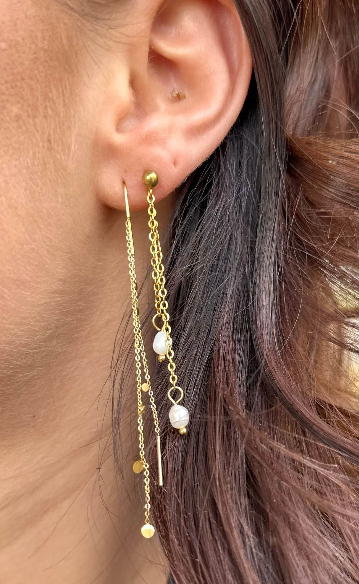 Smykkeli Copenhagen Øreringe - Toledo - Gold Colour w. Pearl - Image 2