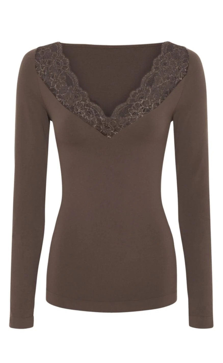 Tim & Simonsen Bluse - Belen V-Lace - Caffe