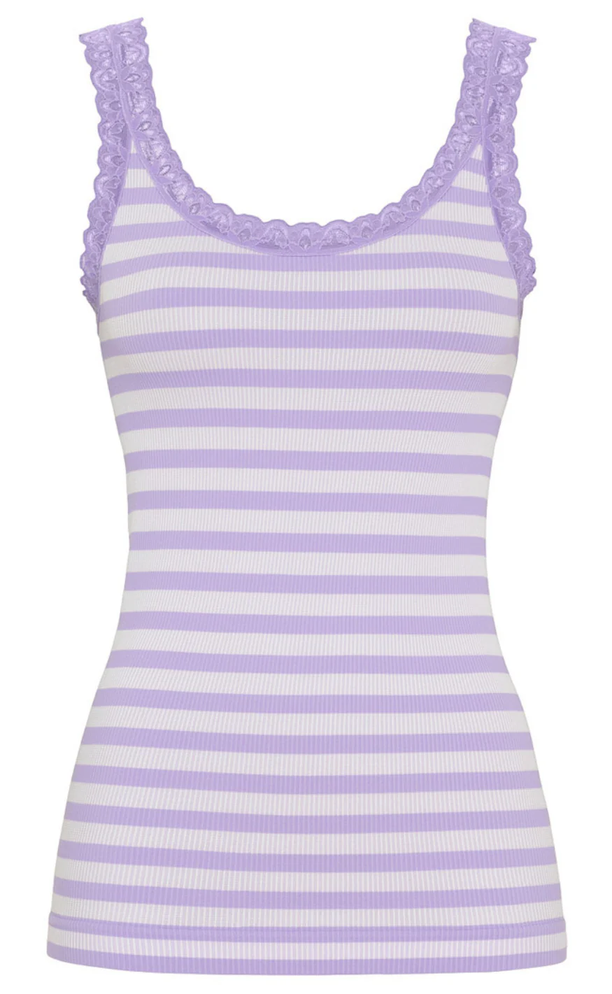 Tim & Simonsen Top - Isa Rib - Lavanda/Bianco