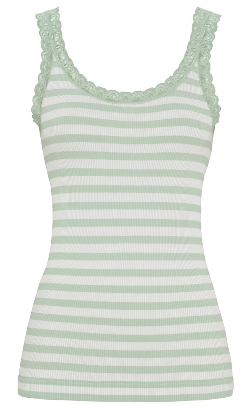 Tim & Simonsen Top - Isa Rib - Menta/Bianco